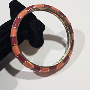 Vintage Red and Orange Enamel Bangle Bracelet